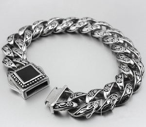 Stainless Steel Large Link Bracelet Casting Flower Chain Metal Bracelet For Wholesale