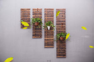 ريفي خشب متين متفحمة المضادة للتآكل خشبية الجدار شنقا زهرة النبات الرف وعاء رف - Product Image 5