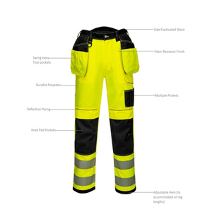 Durability Cotton Regular Fit <strong>Work</strong> <strong>Trousers</strong> Two Tone <strong>High</strong> Visibility Safety Reflective Cargo Pants - Product Image 2