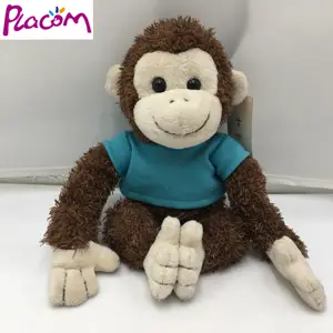 Trung Quốc Nhà Máy Nhồi Plush Khỉ Động Vật Đồ Chơi Với Màu Xanh T-Shirt Bé Đồ Chơi Zoo Quà Tặng