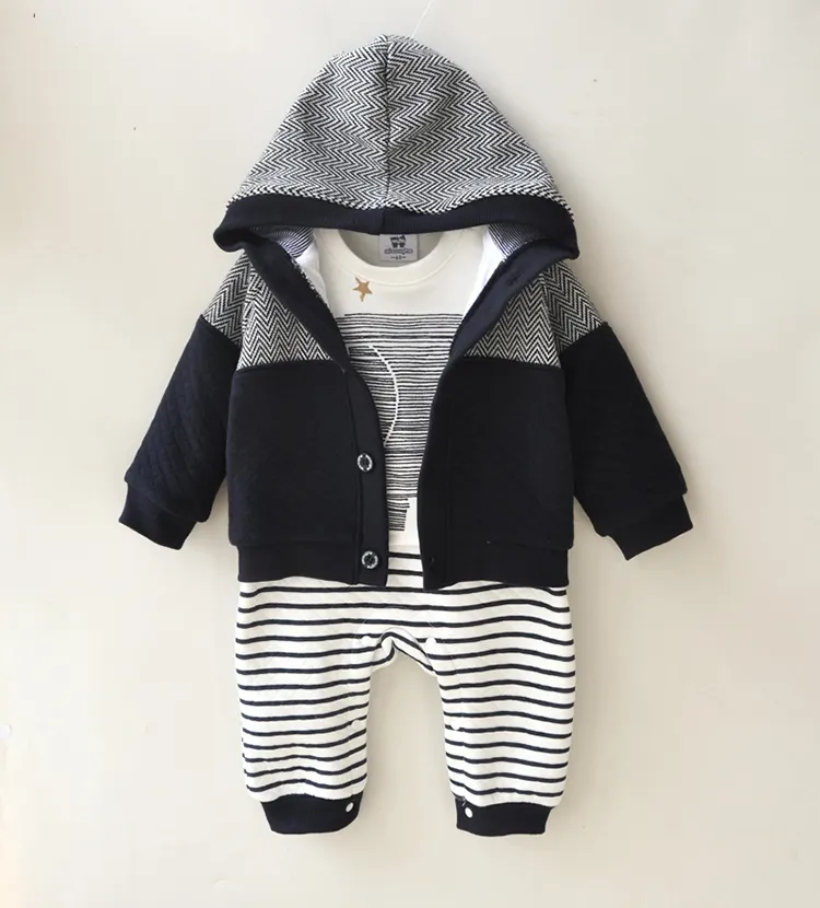 Elefante de impresión otoño bebé mameluco con capucha abrigo bebé conjuntos de ropa de bebé Niño Pantalones ropa infantil