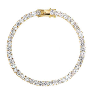 Iced Zircon Tennis Chain Men's Hip Hop Jewelry <strong>Bracelet</strong> 925 Sterling Silver <strong>Gold</strong> Silver Lobster Clasp CZ <strong>Bracelet</strong> Link <strong>7</strong> 8 Inch - Product Image 3