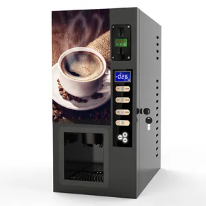 Best Price Small Coffee Vending Machine Auto Cup Dispenser 3 Tall Canisters (1.8kg) for Instant Powder Black with Coin Operated