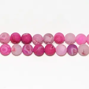 SP3657 Cheap Wholesale Natural Red Frosted Druzy Agate Beads Round