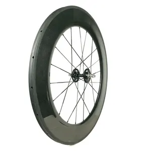 Piste de carbone de <span class=keywords><strong>roue</strong></span> pour <span class=keywords><strong>roue</strong></span> arrière à engrenage fixe 700C <span class=keywords><strong>Fixie</strong></span> jantes de vélo 88mm roues <span class=keywords><strong>Fixie</strong></span> à vitesse unique 700C tubulaire - Product Image 4