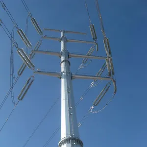 JHSP Hot Roll Steel Q235 Galvanized Electric Pole Transmission Line Steel Pole Tower
