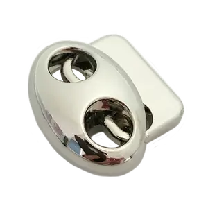 उच्च गुणवत्ता वाले चांदी ब्रांड लोगो कस्टम धातु वसंत ड्रॉस्ट्रिंग <span class=keywords><strong>2</strong></span> होल कॉर्ड अंत कपड़े के लिए बंद - Product Image 1