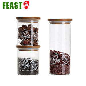 <span class=keywords><strong>Pot</strong></span> de rangement en verre hertique, de grande capacité, <span class=keywords><strong>transparent</strong></span> avec couvercle en bois, 1 pièce - Product Image 5