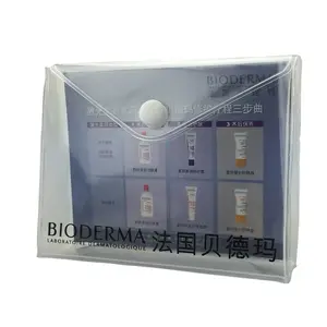 Hot Sale Cosmetic Packaging Clear PVC Plastic Bag With Snap Button