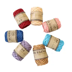 2MM 10Meter Paper Rope DIY Hand-Woven Mix Color Natural Raffia RopesためDIY Painting Gift Packing Birthday Party Decorations