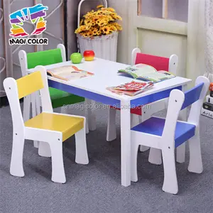 Wholesale comfortable style wooden kids table chairs set used for baby eating and studying W08G240