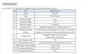 高エネルギー1160100 3.7v 10Ah 10000mah パウチ型リポリチウムポリマー電池セル 充電式電池 モバイルバッテリー用 - Product Image 5
