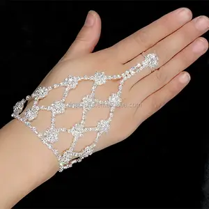 Fashion Latin Dance Jewelry Silver Plated Crystal Finger Ring Bracelet