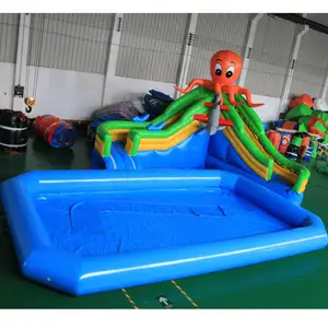 Outdoor En Strand Octopus Jungle Beer Thema Grond Grote Opblaasbare Waterpark Met Zwembad En Glijbaan Voor Kinderen Spelen