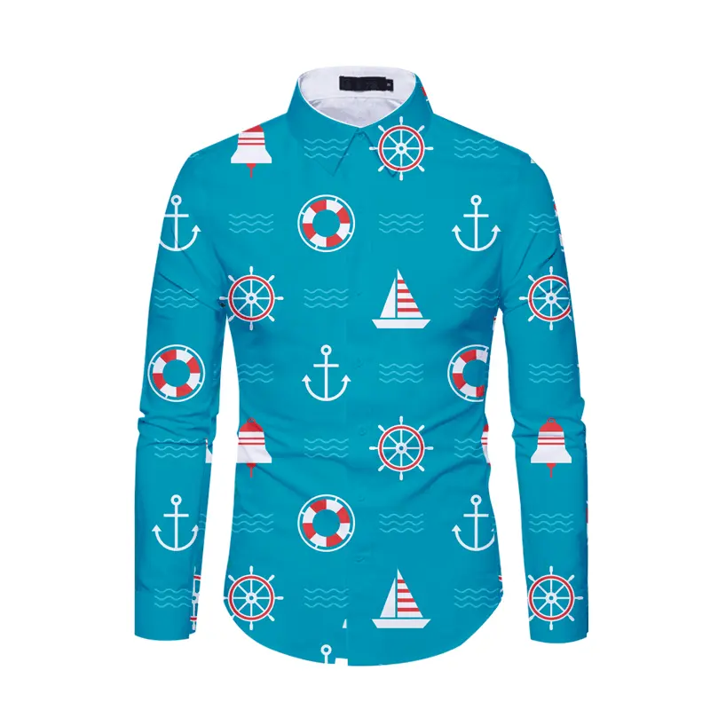 Europe Style All Over Sublimation Shirt Printing Long Sleeve Shirt Design Dress Shirts For Men