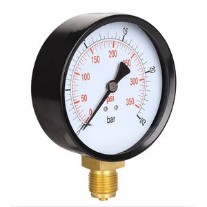 4 นิ้ว 0-25bar สีดำเปลือกเหล็กทองเหลืองการเชื่อมต่อแห้ง 4 เครื่องวัดความดันอากาศ - Product Image 2