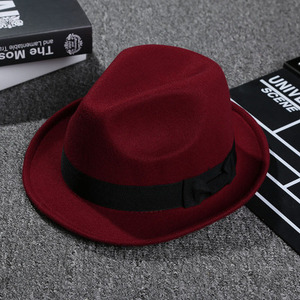 D1204 High Quality Winter Women <strong>Men</strong> Panama Wool Bowknot Top Jazz <strong>Fedora</strong> <strong>Hat</strong> - Product Image 3