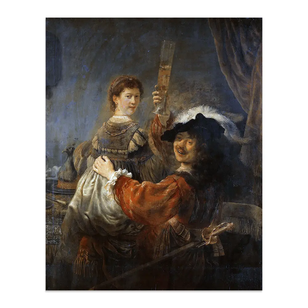 Rembrandt SaskiaฉากProdigal Son Rembrandt Harmenszoon Van Rijnที่มีชื่อเสียงคลาสสิกArtภาพวาดสีน้ำมันด้วยกรอบ