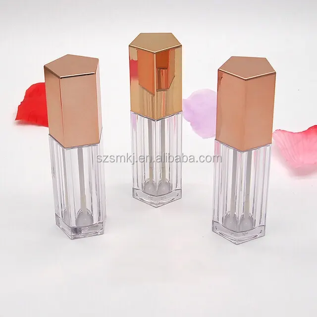 Số Lượng Nhỏ Ngũ Giác Rose Gold Lip Gloss Ống 5Ml Độc Đáo Nhựa Lipgloss Ống Container Nhãn Hiệu Riêng