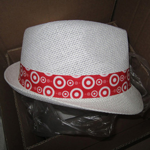 Chapeaux Fedora en paille de papier personnalisés avec logo promotionnel pour femmes, vente en gros de chapeaux Fedora blancs pour hommes - Product Image 6