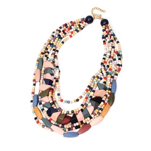 HANSIDON Della Boemia Fatti A Mano A Più Strati di <span class=keywords><strong>Perline</strong></span> di <span class=keywords><strong>Legno</strong></span> <span class=keywords><strong>Collane</strong></span> Per Le Donne Dichiarazione Lunga Collana All'ingrosso Dei Monili - Product Image 2