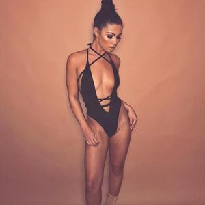 Ultimo Modello di Costume da Bagno Femminile Sexy Bikini da Spiaggia Tinta Unita con Spalline e Scollo Profondo a V Intero per Ragazze Adolescenti - Product Image 5