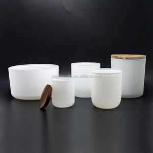 <span class=keywords><strong>Portacandele</strong></span> <span class=keywords><strong>in</strong></span> vetro bianco opaco con coperchio <span class=keywords><strong>in</strong></span> <span class=keywords><strong>legno</strong></span> candela vaso di vetro 8oz 12oz - Product Image 1
