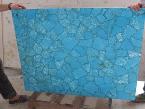 Dalles de turquoise en <span class=keywords><strong>pierre</strong></span> semi-précieuse <span class=keywords><strong>bleue</strong></span> polie, <span class=keywords><strong>pierre</strong></span> précieuse naturelle pour comptoirs/carreaux/meubles - Product Image 5