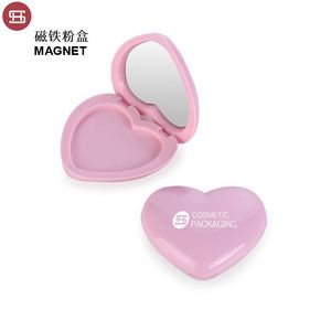 กล่องแป้งแต่งหน้าแบบพกพา,กล่องใส่ผงแม่เหล็กรูปหัวใจเปล่าพร้อมกระจก - Product Image 1