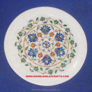 Plaque pitra dure en marbre blanc poli, incrustée de marbre blanc, à utiliser pour la décoration de la maison, cadeau de mariage et à utiliser des autres raisons - Product Image 1
