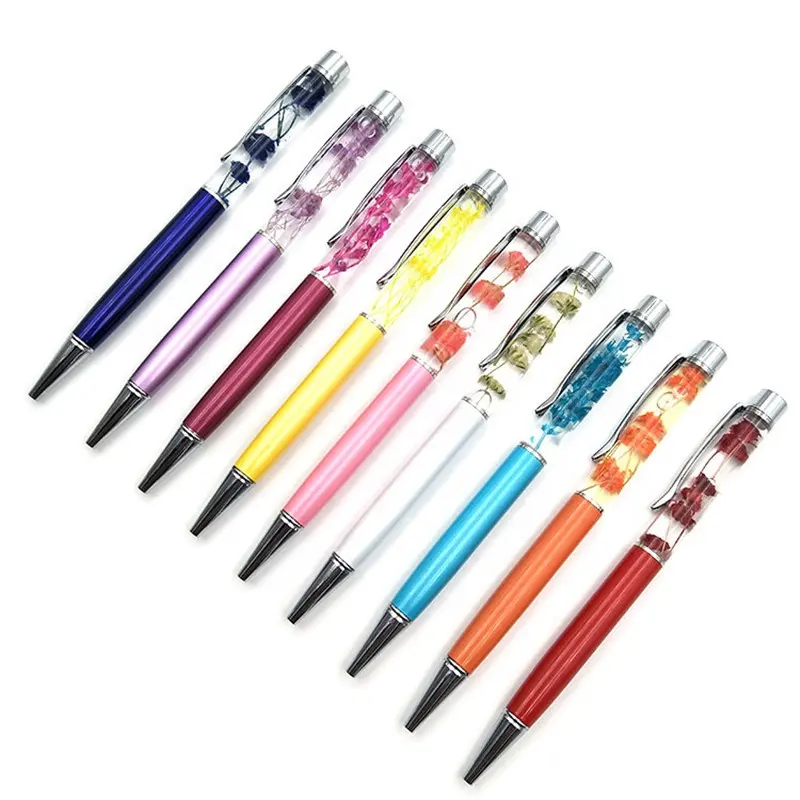 New Design Dry Flower Decor Luxury Metal Ballpoint Pen