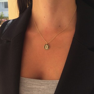 Gemnel Gold Jewelry <strong>Initial</strong> English Letter Zircon Coin Pendant Long Chain <strong>Necklace</strong> Real Gold <strong>Initial</strong> a <strong>Charm</strong> Pendant <strong>Necklace</strong> - Product Image 3