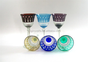 Ensemble de tasses à vin en cristal de Bohême personnalisées pour mariage <span class=keywords><strong>Verre</strong></span> superposé sculpté à la main avec motif élégant Gobelets de qualité supérieure - Product Image 3