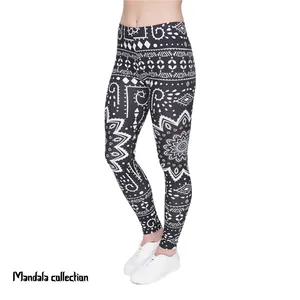 Online Shopping Women Legging Mandala Black Printing Fashion Bottoms Slim High Waist Leggings Fitness Woman Pants