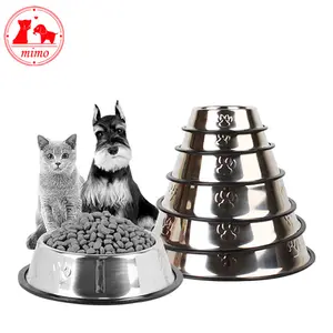 Assiette en acier inoxydable pour chien et chat, bol d'alimentation en acier inoxydable, bol d'eau pour chien, chat, chiot, plat de nourriture d'extérieur 3 tailles
