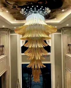 Khách sạn biệt thự mặt dây chuyền chiếu sáng nghệ thuật lớn trà màu Murano que Đèn chùm thủy tinh cho đèn trần cao của phòng khách phòng ngủ - Product Image 5