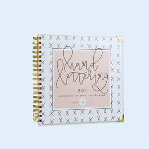 Gouden Ring Custom Spiraal Draad Gebonden Journal Met Offset Papier Grid Planner Organisatoren Notebook A5