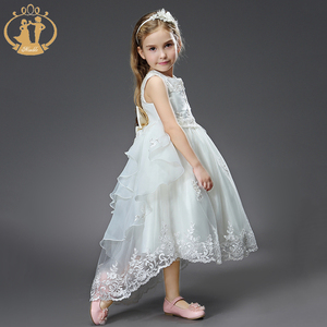Vestido de fiesta de princesa bella de diseño clásico europeo para niños, traje de baile de encaje marfil, para Noche de cumpleaños - Product Image 6