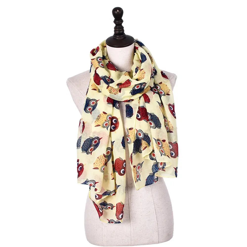 Европейский новый шарф с принтом совы, шаль с милыми мультяшными животными для женщин