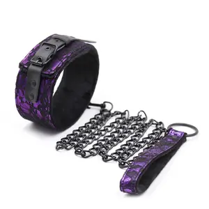 Genuine Leather Bondage Sex Toys For Male Bondage Collar BDSM Collar with Chain Fetish Slave Sex Toys Bondage Neck Collar Adult