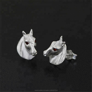 Moda que <span class=keywords><strong>va</strong></span> <span class=keywords><strong>mi</strong></span> manera caballo plata hombres pendiente del perno prisionero - Product Image 4