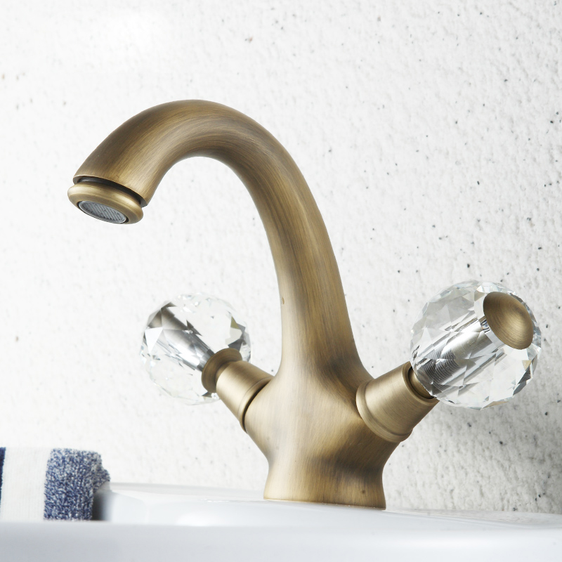 Prefab hous кран античная латунь 2 ручки бассейна воды кран смеситель краны для 1 шт ванной комнаты