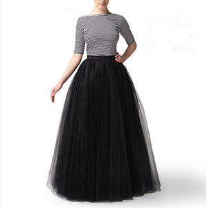 Faldas Largas de Tul con Pliegues para Mujer, Estilo Formal, de Malla de <span class=keywords><strong>3</strong></span> Capas - Product Image 1