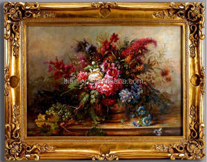 Personalizzabile pittura ad olio Vintage <span class=keywords><strong>su</strong></span> pannello in legno dorato dipinto a mano scene di <span class=keywords><strong>fiori</strong></span> con grande intaglio telaio <span class=keywords><strong>su</strong></span> <span class=keywords><strong>tela</strong></span> Base di supporto
