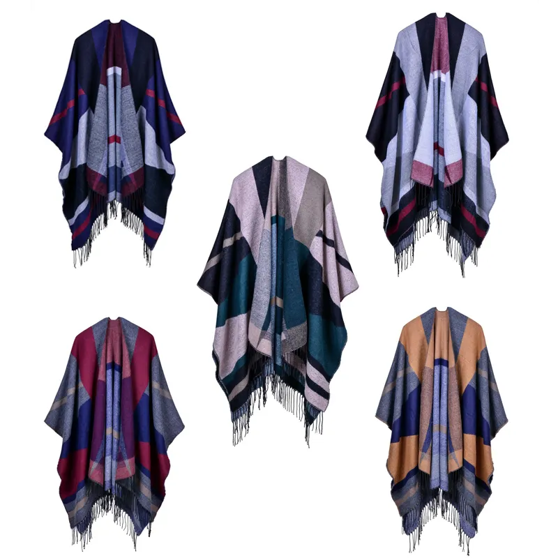 hot 2017 winter poncho fashion cashmere scarves for women pashmina Knit Shawl Tassel Cape Thicken lady Blanket female echarpe