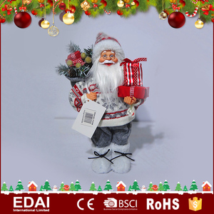 Navidad al por mayor decoración de interior plástico promocional barato 30 cm juguete Santa con tela de colores ropa - Product Image 6