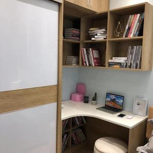 פשוט עיצוב לבן בצבע עץ ארון נייד ארון עם פינת מדף ספרים - Product Image 5