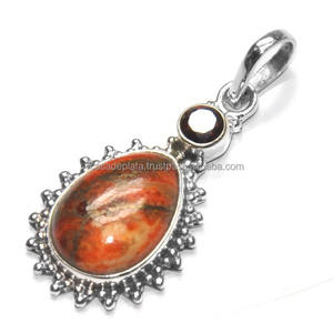 พลอยโกเมนแท้925จี้เงินสเตอร์ลิงเครื่องประดับทำด้วยมือเครื่องประดับลูกแพร์ตัดรูปร่างจี้แฟชั่นสไตล์อินเทรนด์สำหรับผู้หญิง - Product Image 2