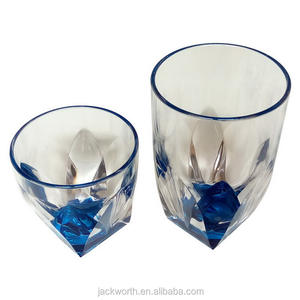JACK WORTH Colored Bottom Acrylic Crystal Cut Modern Party Drinking Glass for <b>Wine</b> & Beverage - Product Image 4