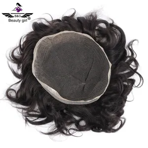 Peluca de cabello humano indio remy para hombres, tamaño 8x10, venta al por mayor